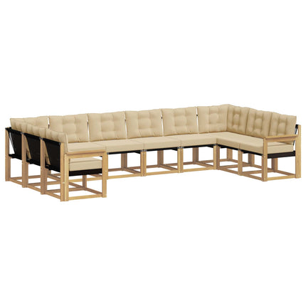 Utomhussoffset med kudde 10 pcs Vit och Beige