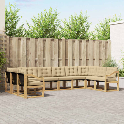 Utomhussoffset med kudde 10 pcs Vit och Beige