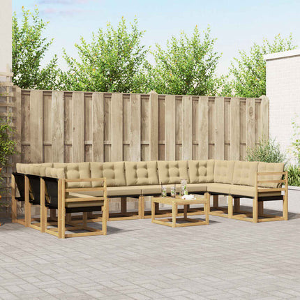 Utomhussoffset med kudde 11 pcs Vit och Beige