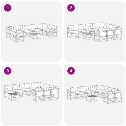 Utomhussoffset med kudde 11 pcs Vit och Beige