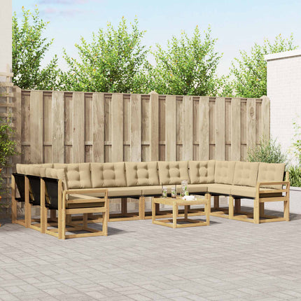 Utomhussoffset med kudde 11 pcs Vit och Beige