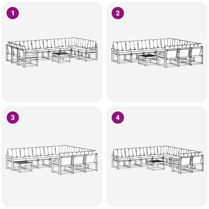 Utomhussoffset med kudde 11 pcs Vit och Beige