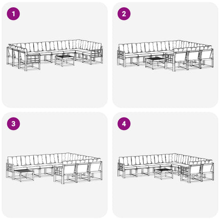 Utomhussoffset med kudde 11 pcs Vit och Beige