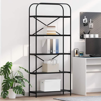 Hyllsystem Svart Ek 80 x 30 x 183 cm Konstruerat trä