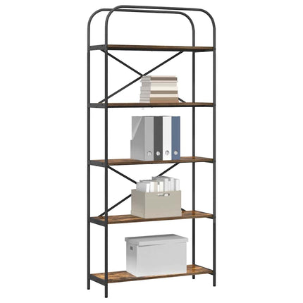 Hyllsystem 5 nivåer 80 x 30 x 183 cm Konstruerat trä Rökt ek