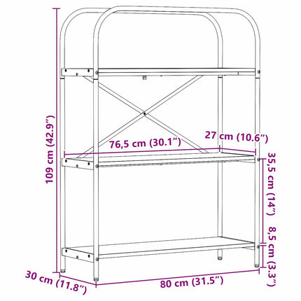 Hyllsystem 3 nivåer 80 x 30 x 109 cm Konstruerat trä