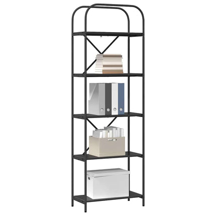 Hyllsystem 5 nivåer 60 x 30 x 183 cm Konstruerat trä Svart Ek