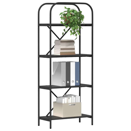 Hyllsystem 4 nivåer 60 x 30 x 146 cm Konstruerat trä Svart Ek