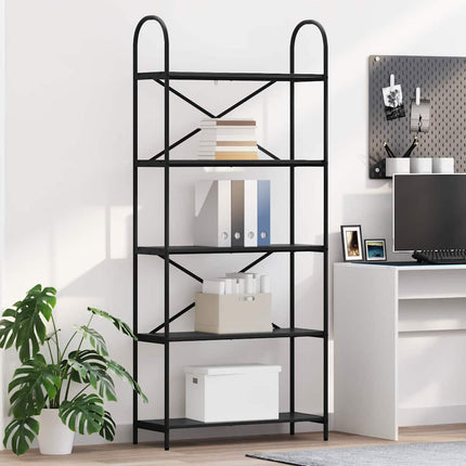 Hyllsystem Svart Ek 80 x 30 x 183 cm Konstruerat trä