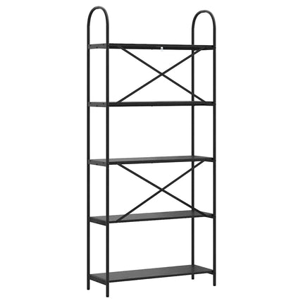 Hyllsystem 5 nivåer 80 x 30 x 183 cm Konstruerat trä Svart Ek