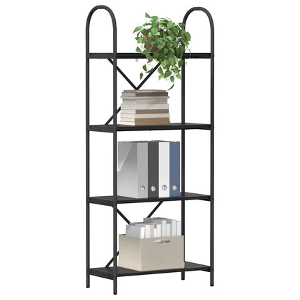 Hyllsystem 4 nivåer 60 x 30 x 146 cm Konstruerat trä Svart Ek