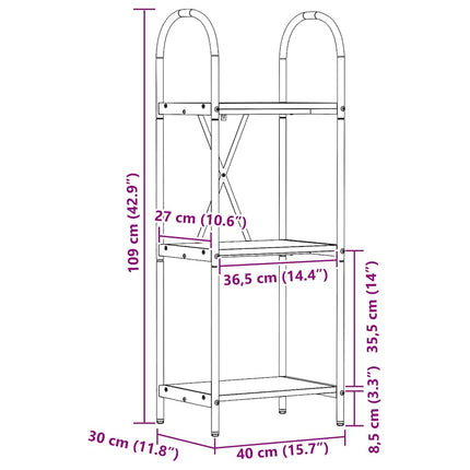 Hyllsystem 3 nivåer 40 x 30 x 109 cm Konstruerat trä Sonoma-ek