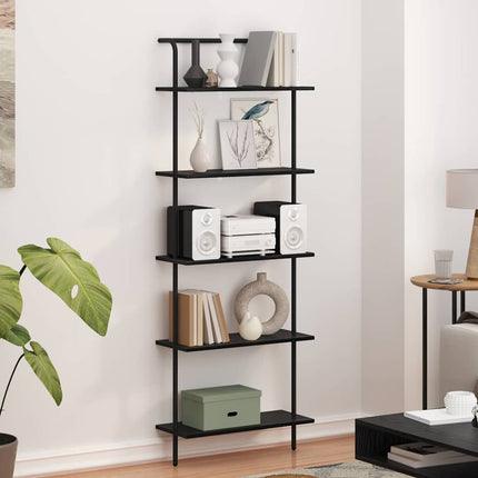 Hyllsystem 5 nivåer 60 x 24 x 168 cm Konstruerat trä Svart Ek