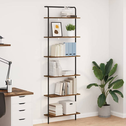 Hyllsystem Rökt ek 60 x 24 x 203 cm Konstruerat trä
