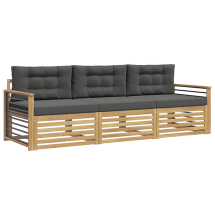 Utomhussoffset med kudde 3 pcs Vit och antracit Polyester