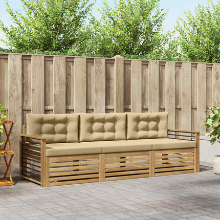 Utomhussoffset med kudde 3 pcs Vit och Beige Polyester