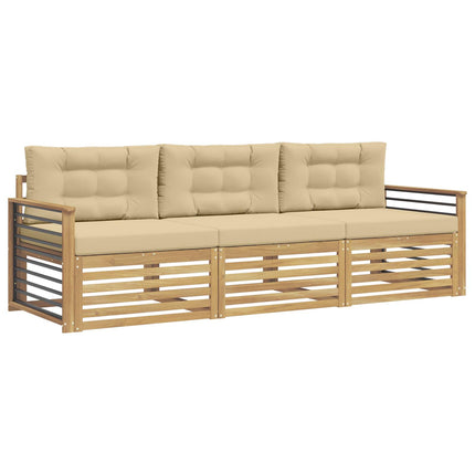 Utomhussoffset 3 st Vit och Beige Polyester