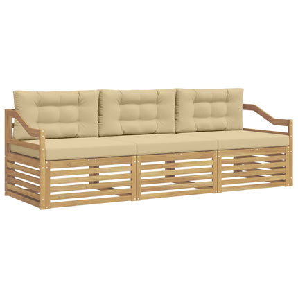 Utomhussoffset med kudde 3 pcs Vit och Beige Polyester