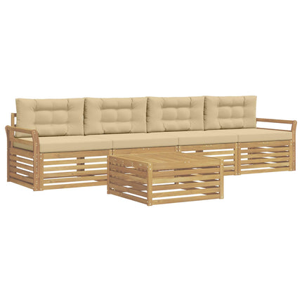 Utomhussoffset 5 pcs Vit och Beige Massivt Akaciaträ