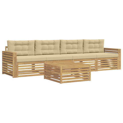 Utomhussoffset 5 st Vit och Beige Massivt Akaciaträ