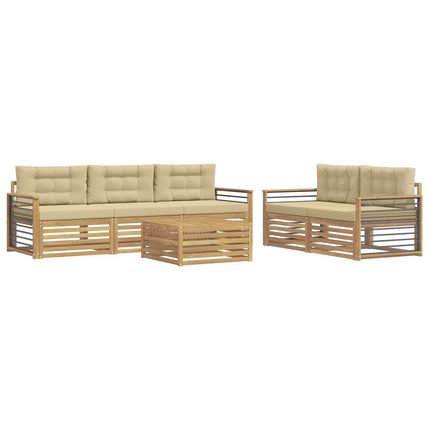 Utomhussoffset 6 pcs Vit och Beige