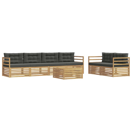 Utomhussoffset med kudde 7 pcs Vit och antracit Polyester