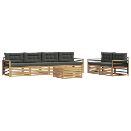 Utomhussoffset med kudde 7 pcs Vit och antracit Polyester