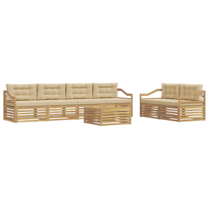 Utomhussoffset 7 st Vit och Beige Polyester