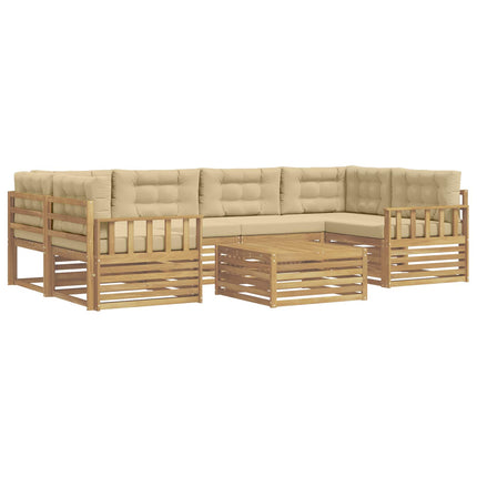 Utomhussoffset med kudde 7 pcs Vit och Beige Polyester