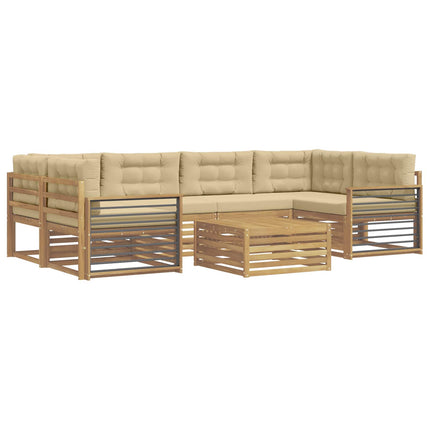 Utomhussoffset 7 st Vit och Beige Polyester