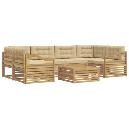 Utomhussoffset med kudde 7 pcs Vit och Beige Polyester