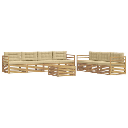 Utomhussoffset 8 st Vit och Beige Polyester