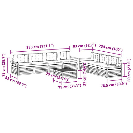 Utomhussoffset 8 pcs Vit och antracit