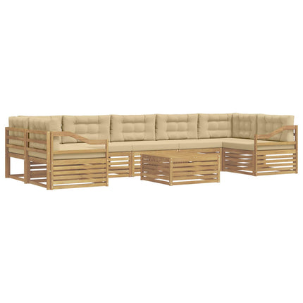 Utomhussoffset 8 pcs Vit och Beige Massivt Akaciaträ