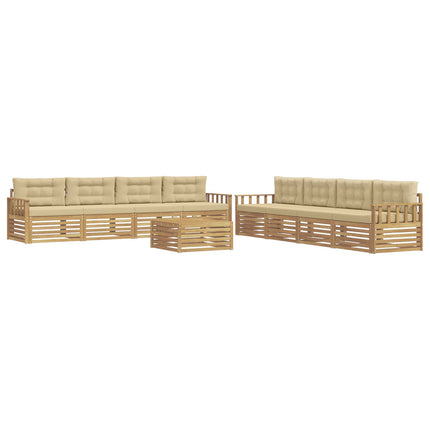 Utomhussoffset 9 st Vit och Beige Polyester