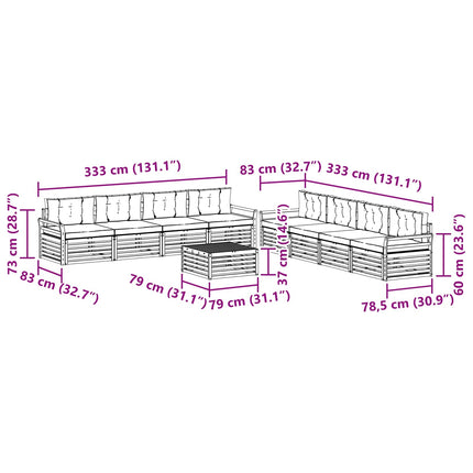 Utomhussoffset 9 st Vit och antracit Polyester