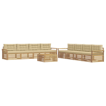 Utomhussoffset 9 pcs Vit och Beige