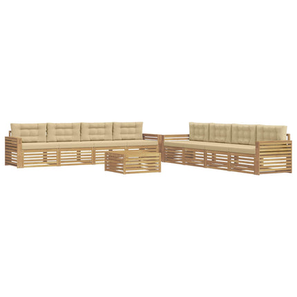 Utomhussoffset 9 pcs Vit och Beige