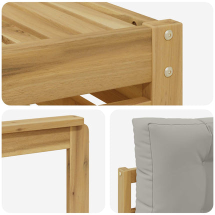 Utomhussoffset med kudde 4 pcs Vit och ljusgrå Polyester