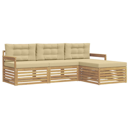 Utomhussoffset 4 st Vit och Beige Polyester