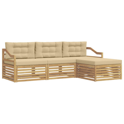 Utomhussoffset 4 st Vit och Beige Polyester