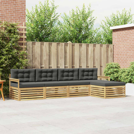 Utomhussoffset med kudde 5 pcs Vit och antracit Polyester
