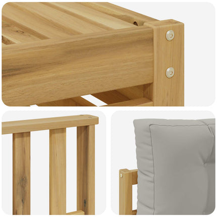 Utomhussoffset med kudde 5 pcs Vit och ljusgrå Polyester