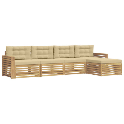 Utomhussoffset 5 pcs Vit och Beige