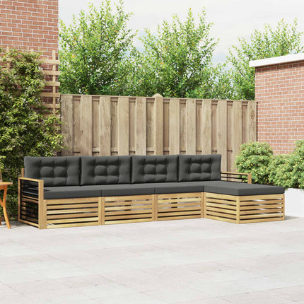 Utomhussoffset med kudde 5 pcs Vit och antracit Polyester
