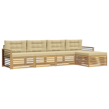 Utomhussoffset 5 st Vit och Beige Polyester