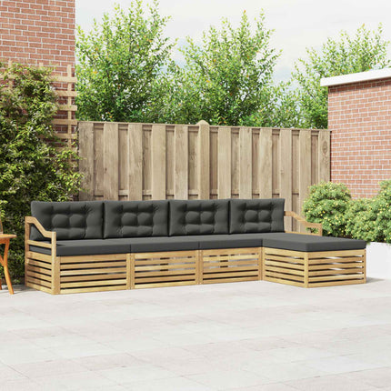 Utomhussoffset med kudde 5 pcs Vit och antracit Polyester