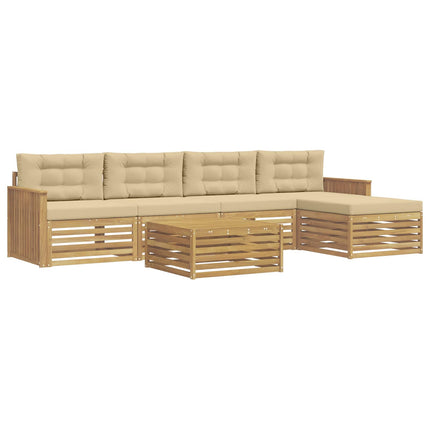 Utomhussoffset 6 pcs Vit och Beige 79 x 79 x 37 cm Polyester