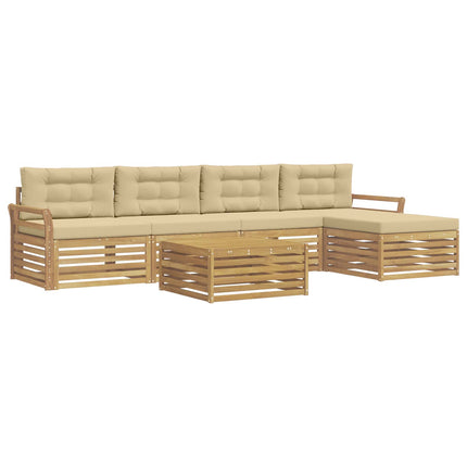 Utomhussoffset 6 st Vit och Beige Polyester