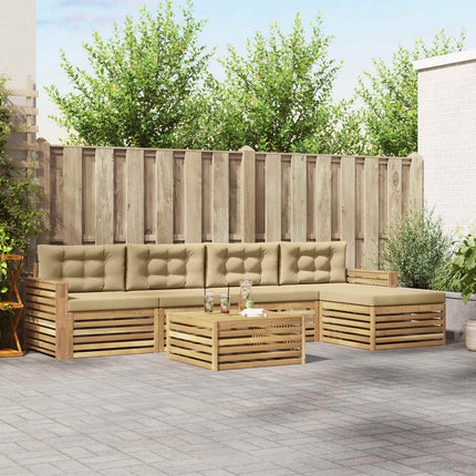 Utomhussoffset 6 st Vit och Beige Polyester